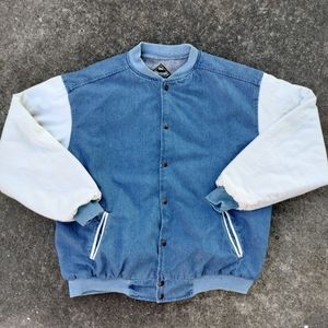 Vintage Blanket Lined Denim Varsity Jacket Nemesis Sportswear USA Union Made